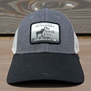 The North Face Best Served Chilled Trucker Hat Gray Black Mesh Snapback Cap OSFM